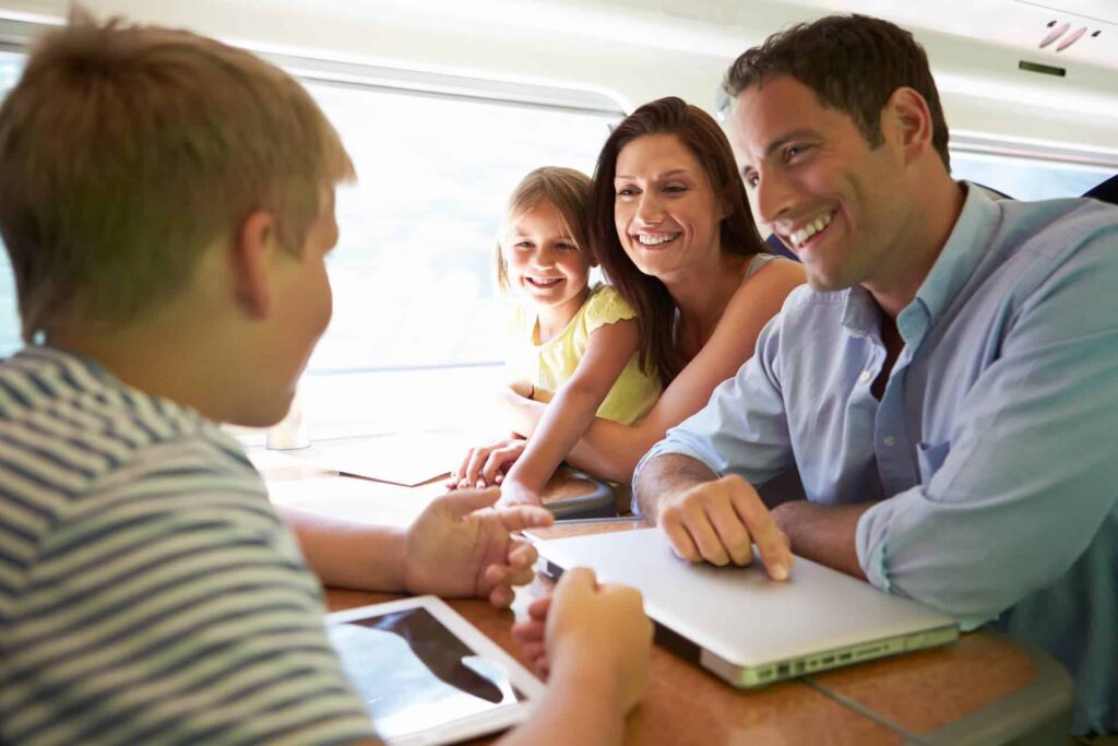 Family on a train