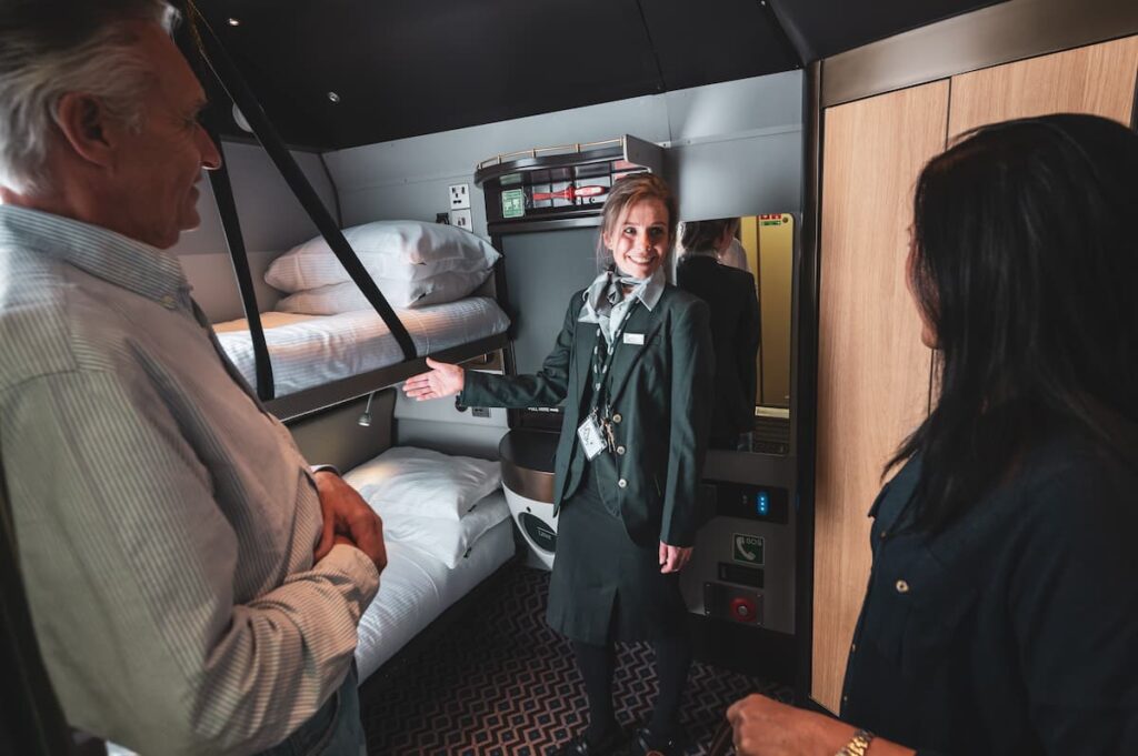 The cabin on the Night Riviera Sleeper Train