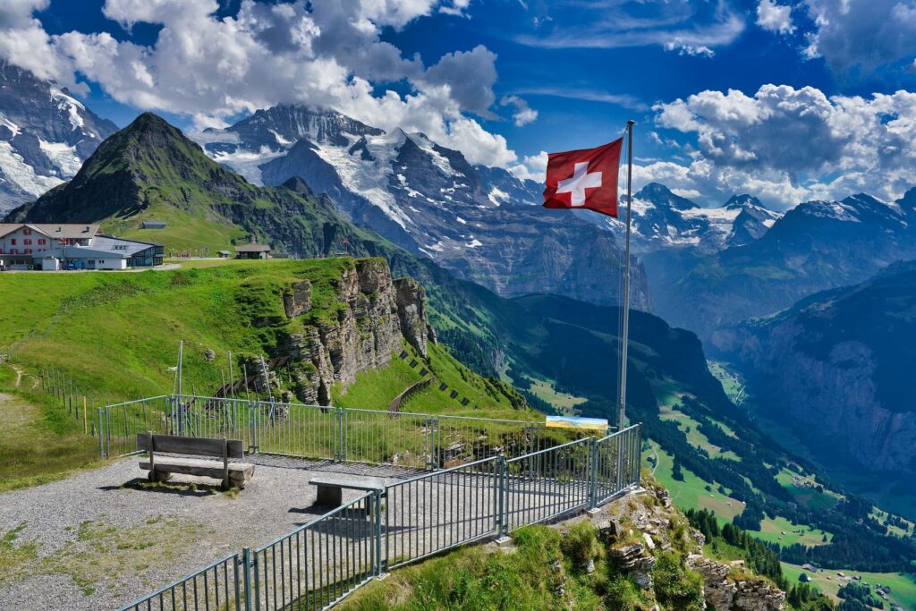 Swiss Flag flying in Grindelwald