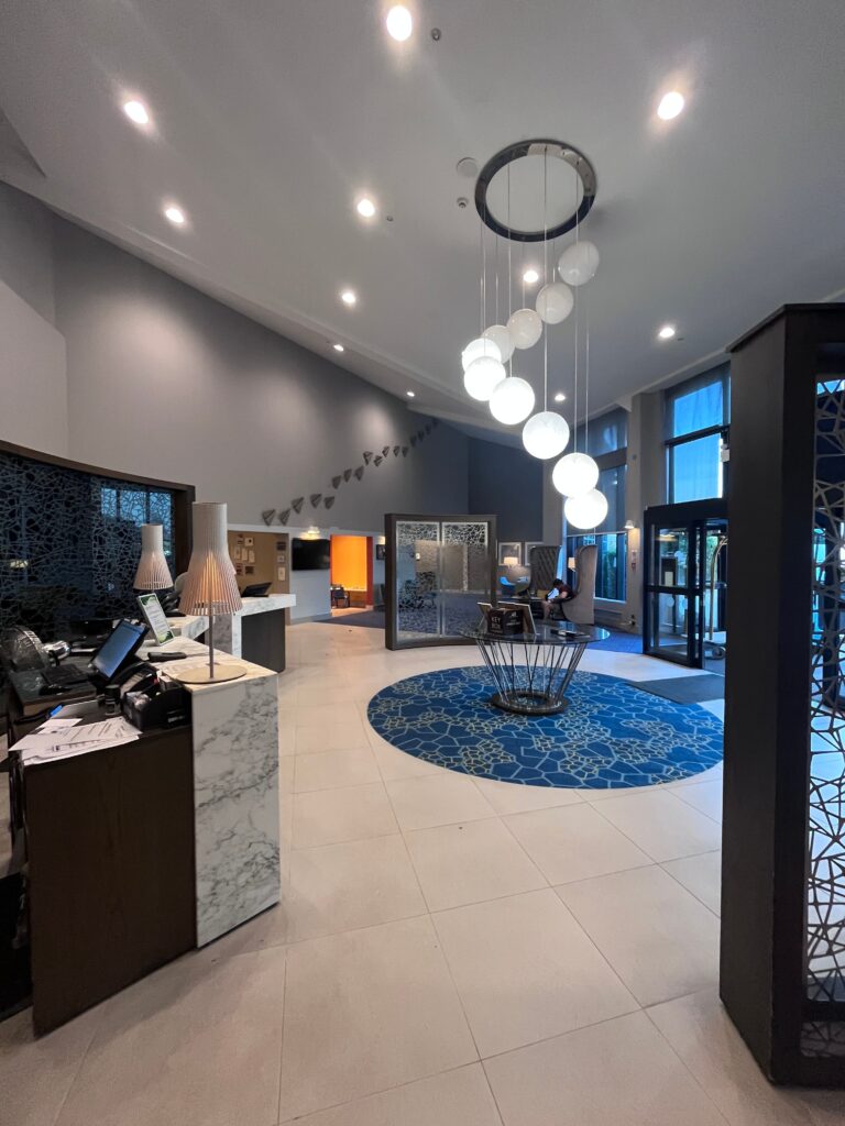 The reception area at Novotel Stansted Airport
